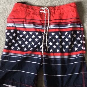 Patriotic Red and Blue Star-Striped Men's Shorts